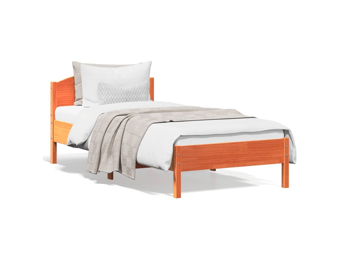 Estructura De Cama Sin Colchón Madera De Pino Marrón 90x200 Cm