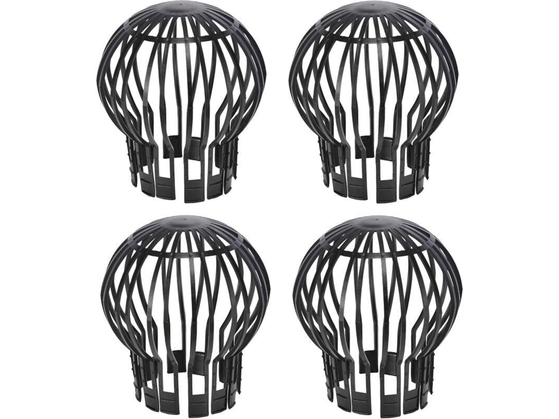 Juego De 4 Tapas Para Desagües De Techo, 13,2 Cm De Diámetro X 14,5 Cm De Altura, De Plástico Negro.