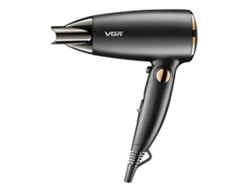 Secador De Cabelo Portátil Vgr V-439 Com Cabo Dobrável, Potência De 1200w A 1600w, Jato De Ar Quente E Frio.