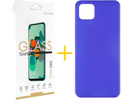 Kit Funda + Protector de Pantalla Samsung Galaxy A22 5G SKYHE Liso (Azul)
