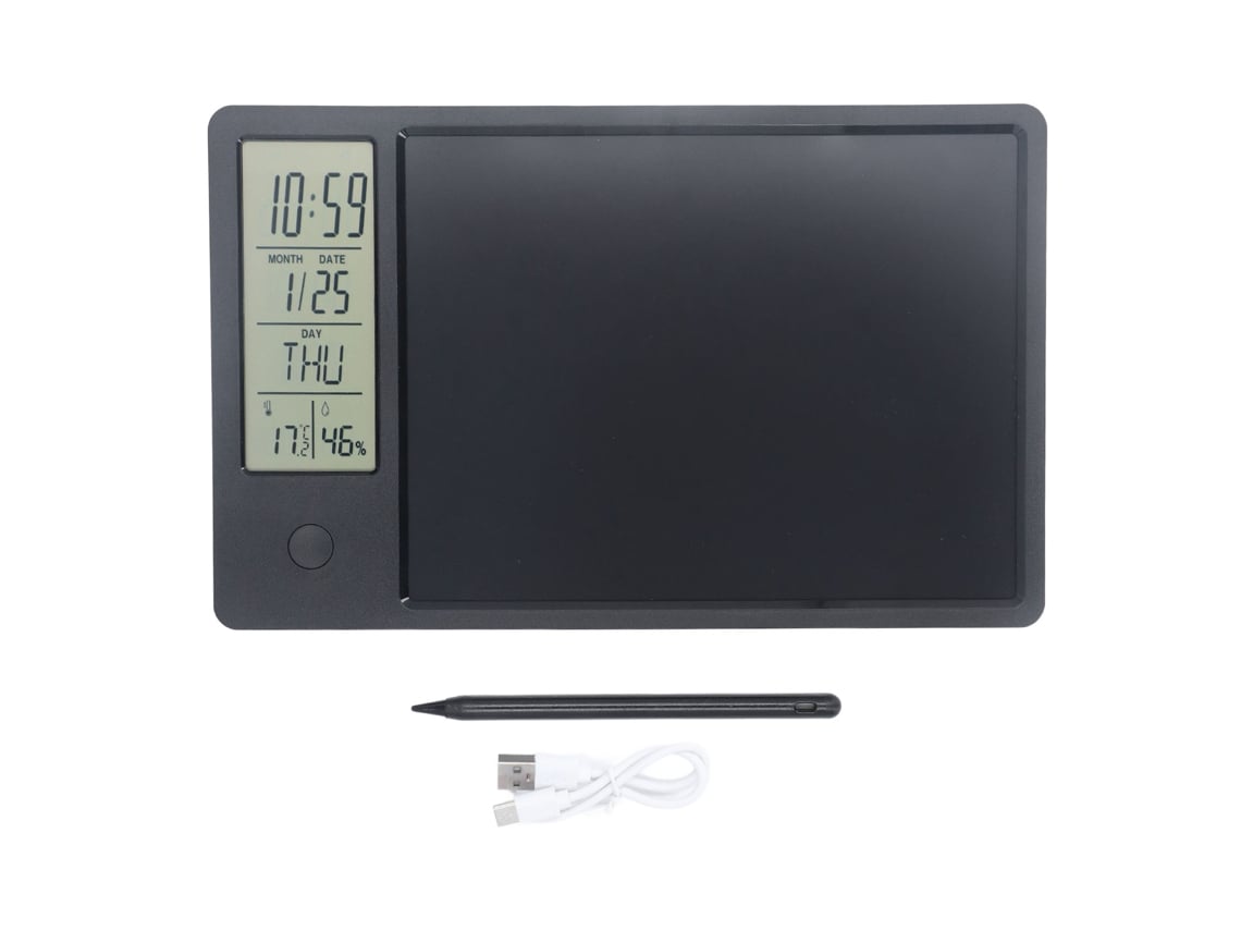 Tabela De Escrita Eletrônica Lcd Com Calendário E Bloco De Notas Leve Multifuncional Para Escritório Preto