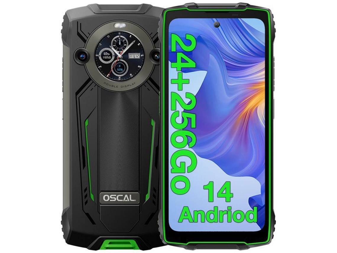 Smartphone OSCAL Pilot2 Robusto 256Gb 6 5 120Hz 50Mp 8800Mah Celular Ip68 Nfc Gps Dual Sim Verde