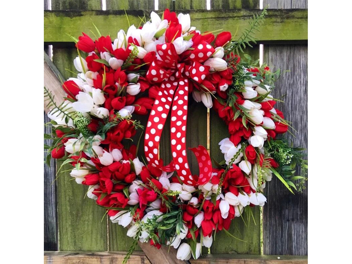 Corona de flores artificiales para decorar la puerta - Fiestas especiales