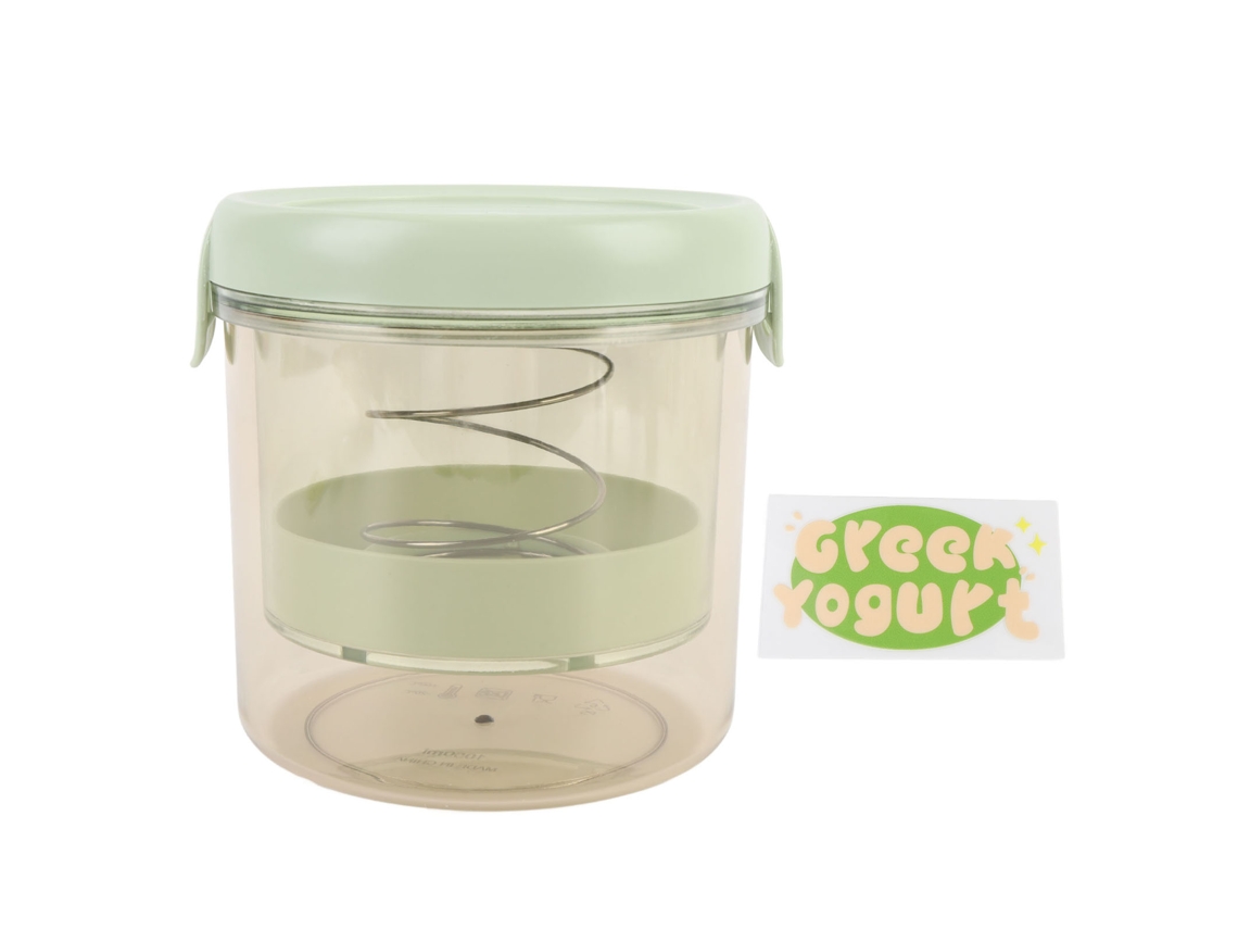 Colador De Yogur Griego Con Tapa De Malla Fina, Casero, Grueso Y Práctico, Verde Y Redondo.