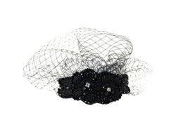 Tocado Vintage De Media Máscara De Malla Con Diamantes Pintados A Mano Para Mujeres Y Niñas (negro)