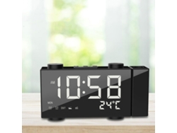 2026-reloj Despertador Proyección Fm Radio Doble Alarma Termómetro 4 Brillos 3 Pantallas Usb/baterías Ajuste Volumen 180°