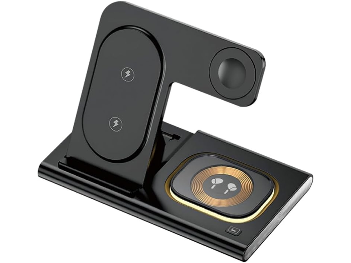 Cargador Inalámbrico Multifunción 3 En 1 Con Soporte De Carga Rápida (negro (versión Apple))