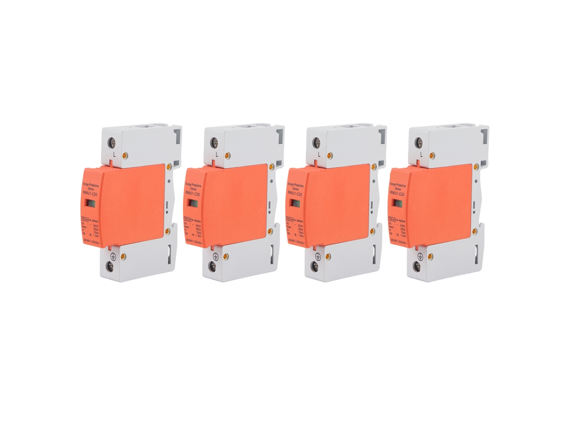 4 Piezas Dispositivo De Protección Contra Sobrecargas 1p Din Rail Montaje Spd Protector De Hogar Ca 420v Rmu1‑c20