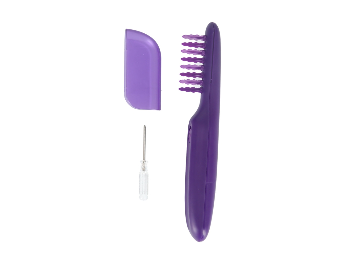 Peine Giratorio Portátil Morado Para Desenredar El Cabello, Apto Para Cabello Húmedo Y Seco, Anti-nudos, Funciona Con Pilas Aa.