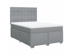Maison Exclusive - Cama Box Spring Con Colchón Tela Gris Claro 140x200 Cm