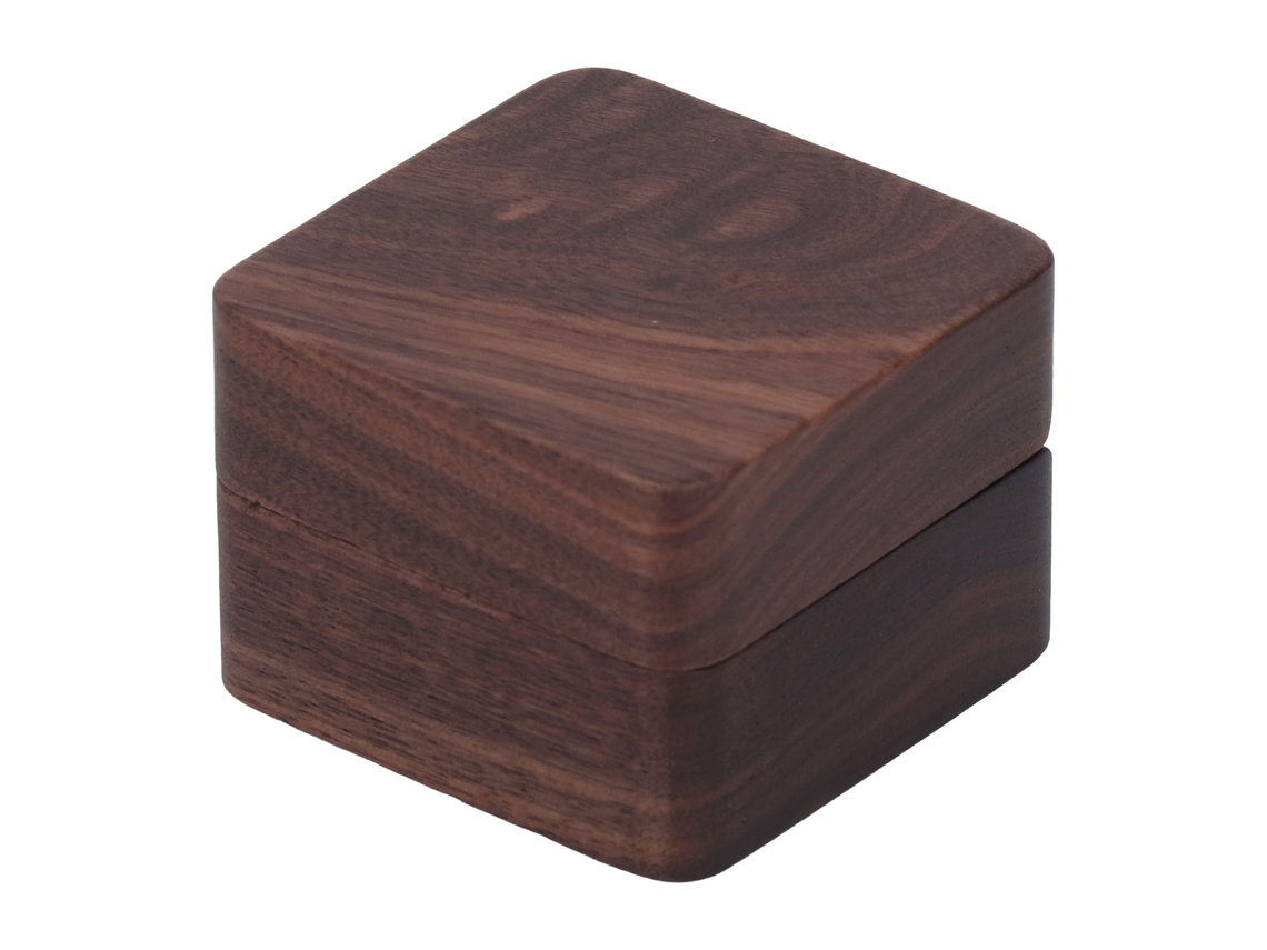 Caja Para Anillos De Nogal Negro Estilo Retro Con Botón Magnético Portátil Para Pedidas De Mano.