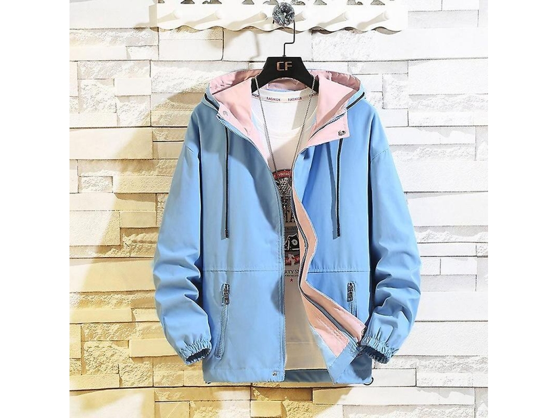 2026-10666-chaqueta Casual Hombre Primavera Otoño Bomber De Algodón Y Poliéster Con Cremallera Y Bolsillos Xl Color Azul Cielo