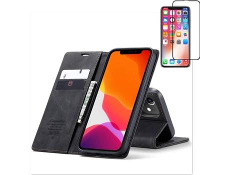 Carcasa y Protector iPhone 12 Mini Livro Caseme Elite Negro