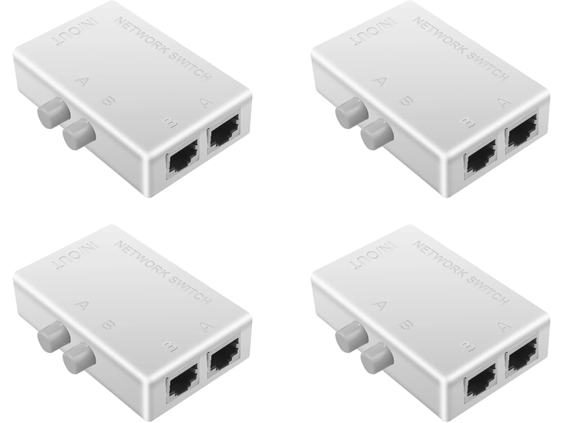 4 Conmutadores De Red Ethernet Lan Rj45 De 2 Puertos, Adaptador Divisor De Doble Puerto