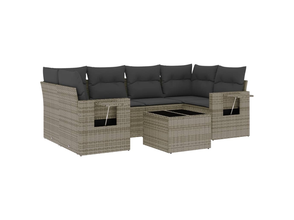 Maison Exclusive - Set De Sofás De Jardín 7 Piezas Con Cojines Ratán Pe Gris