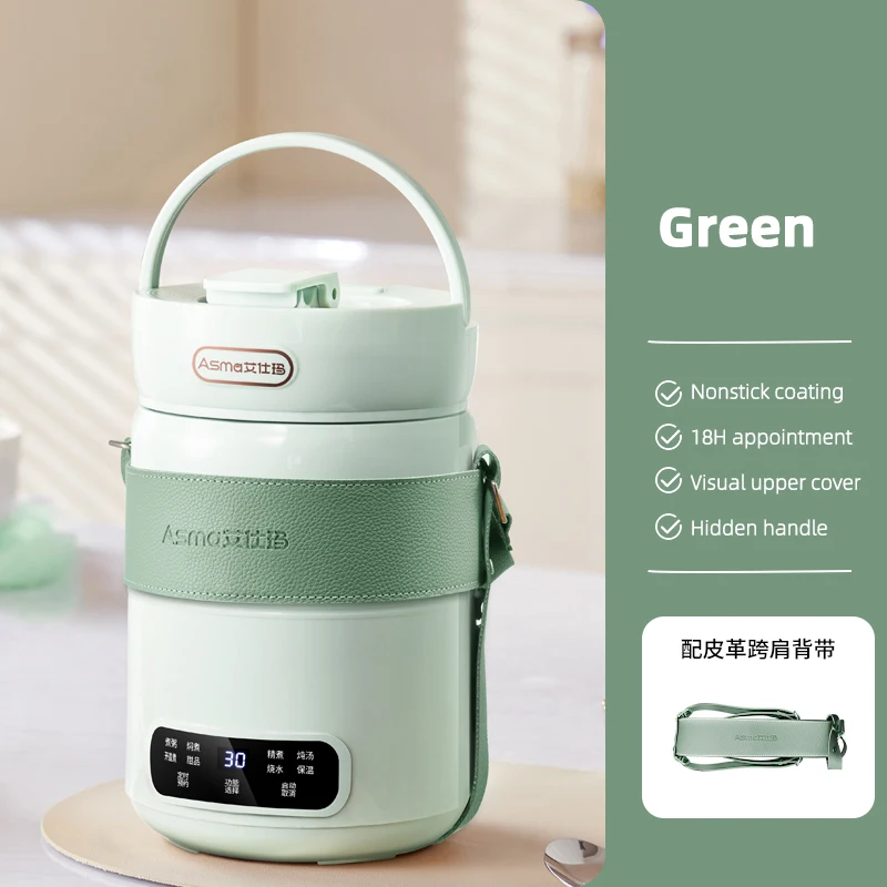 (verde) Olla Arrocera Multifuncional Doméstica De 1,5 L, Olla Caliente, Sartén Antiadherente, 220 V