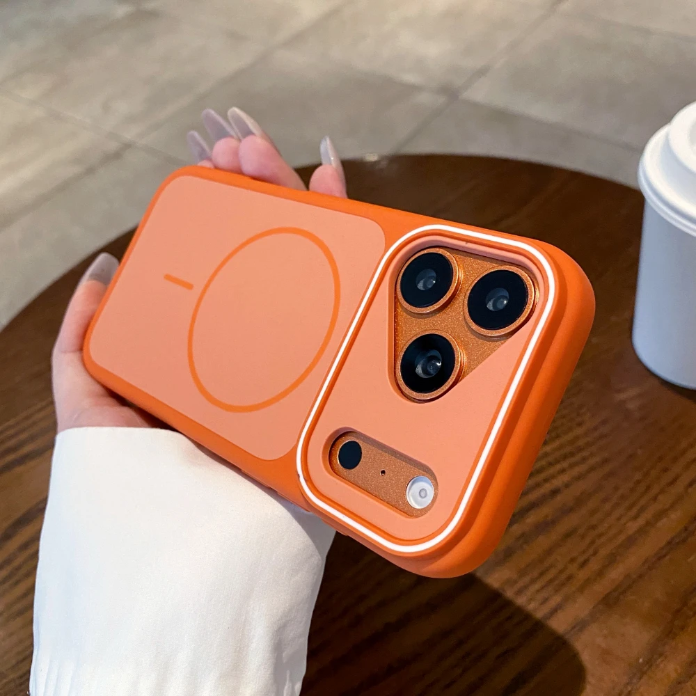(naranja Para Iphone 17 Pro Max) Funda Magnética Para Teléfono, Cubierta Trasera A Prueba De Golpes