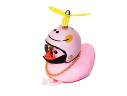 2026-adorno Para Coche Pato Rosa Con Cascos De Hélice Anteojos Cadena De Oro Decoración De Tablero