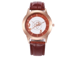 Reloj Unisex Cmk De Cuarzo Con Correa De Piel Sintética Rosa Y Roja Y Esfera Circular Marrón.