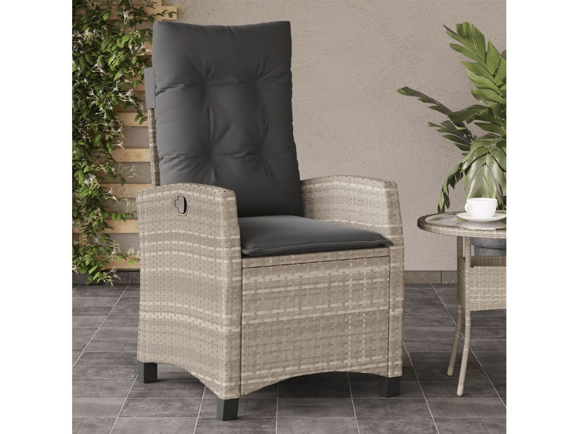 Silla de jardín reclinable DKD Home Decor con cojines en mimbre gris claro