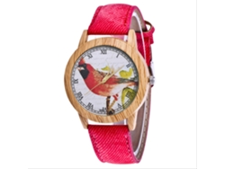 Reloj De Pulsera De Cuarzo Para Mujer Sanda, Piel Sintética, Diamantes De Imitación, Resistente Al Agua, Rojo.