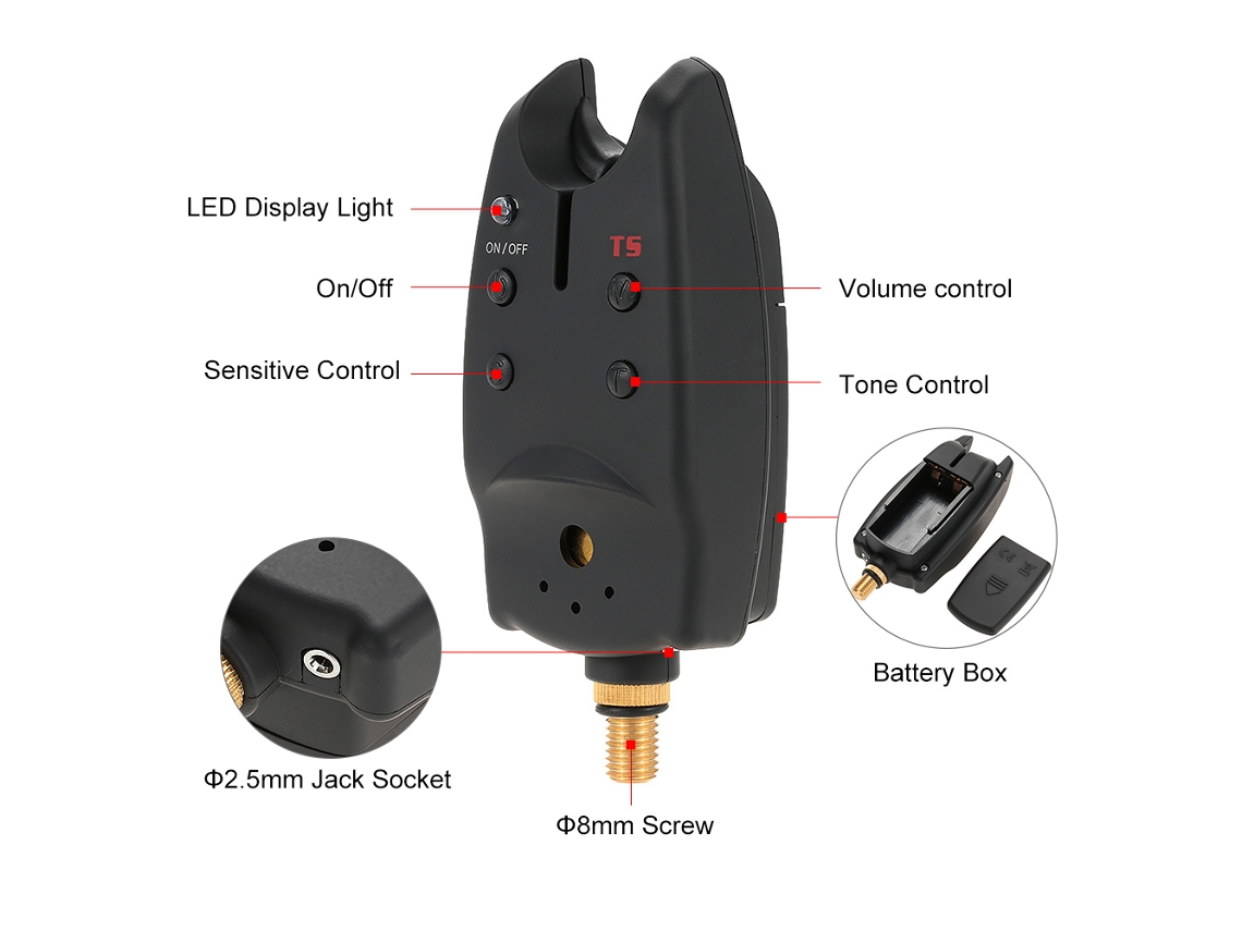 Alarma Profesional Para La Pesca De Carpas Con Led Y Alerta Sonora Ajustable, Resistente Al Agua.