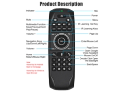 Teclado Mouse Sem Fio 2.4g Com Iluminação Por Trás Controle De Voz E Movimento 6 Eixos Para Smart Tv Android Tv Box Pc