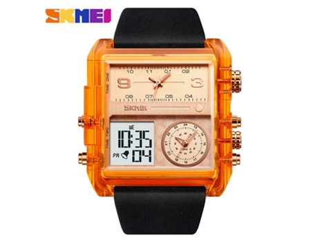 Reloj para Hombre, Reloj Cuadrado LED con Alarma de Cuarzo y Pantalla analógica de 3 Horas, Color ámbar LUUCOZK