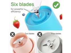 Exprimidor De Frutas Portátil Con Vaso De Batido Seis Cuchillas Usb Recargable Azul Veanxin