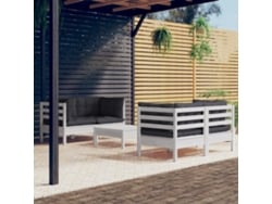 Conjunto de jardín de 5 piezas con cojines de pino antracita de DKD Home Decor