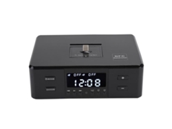 HURRISE Altavoz USB D9Pro Despertador 3 en 1 Reproducción de Carga USB Radio FM Altavoz Estéreo Parte de Video Negro Enchufe EU