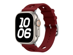 Correa para Apple Watch de 46/49/45/44 mm - Silicona negra con orificios para hebilla y textura de escalera.