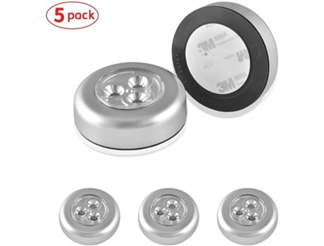 Iluminación LED para gabinete, juego de 5 lámparas de luz nocturna alimentadas por baterías, con botón; Lámpara de cocina autoadhesiva con ahorro d...