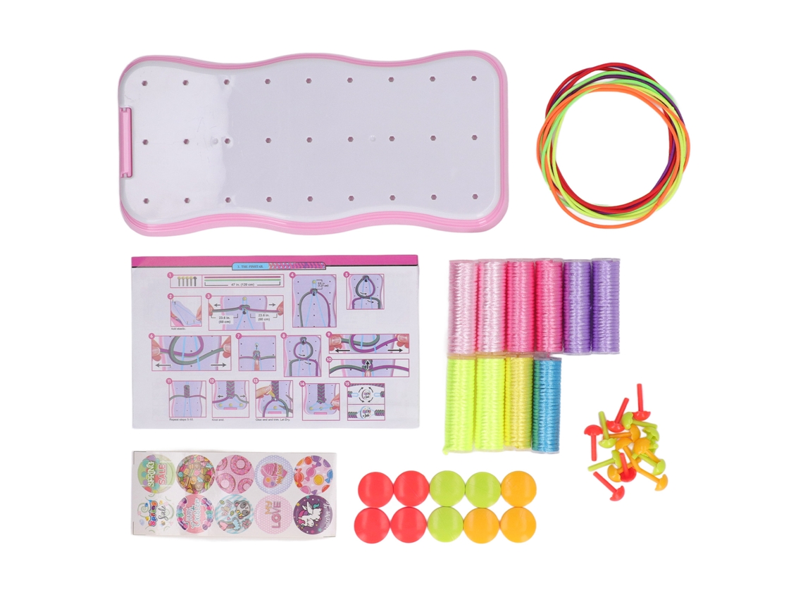 Kit de materiales 2026 para coser pulseras para niños, máquina de coser de joyería de juguete, color rosa.