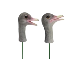2 estacas decorativas de resina para jardín con forma de cabeza de avestruz