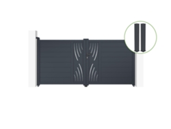 Puerta abatible 3m VELETA Al.140cm aluminio gris 2 postes 20x20cm Al.166cm CASANOOV