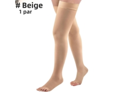 1 par de medias de compresión de 20-30 mm, hasta el muslo, sin pies. Mdug (Beige XL)