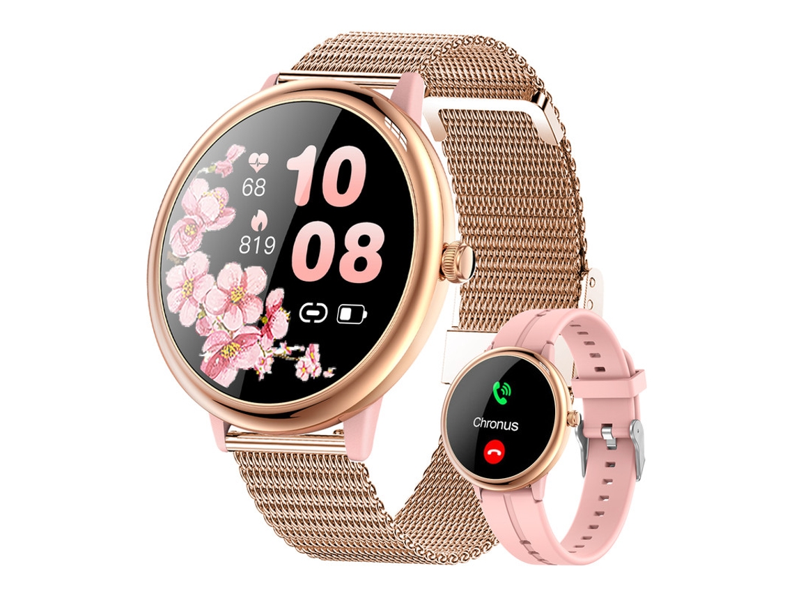 T8Pro Smartwatch de acero ultrafino 1,32" Amoled con monitor de salud oro rosa