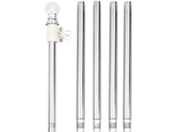 Mástil De Acero Inoxidable De 1,83 M (6 Pies), Con Soporte De Pared Y Anillas Giratorias Para El Hogar Y El Jardín. Kit