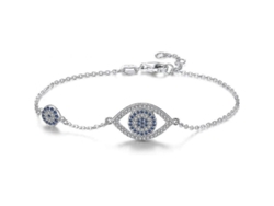 Pulsera De Ojo Malo Azul En Plata 925 Zirkonia Ajustable Protección Y Fortuna