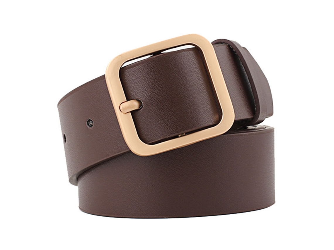 Cinturón Ajustable De Piel Sintética Para Mujer Con Hebilla Plateada, Costuras Finas, Estilo Casual Y Moderno, 35,4 X 1,3 Pulgadas.