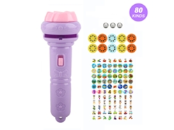 Ats-proyector Linterna Infantil Con 80 Patrones De Animales Diferentes Juguete Luminoso Educativo Para Niños Morado