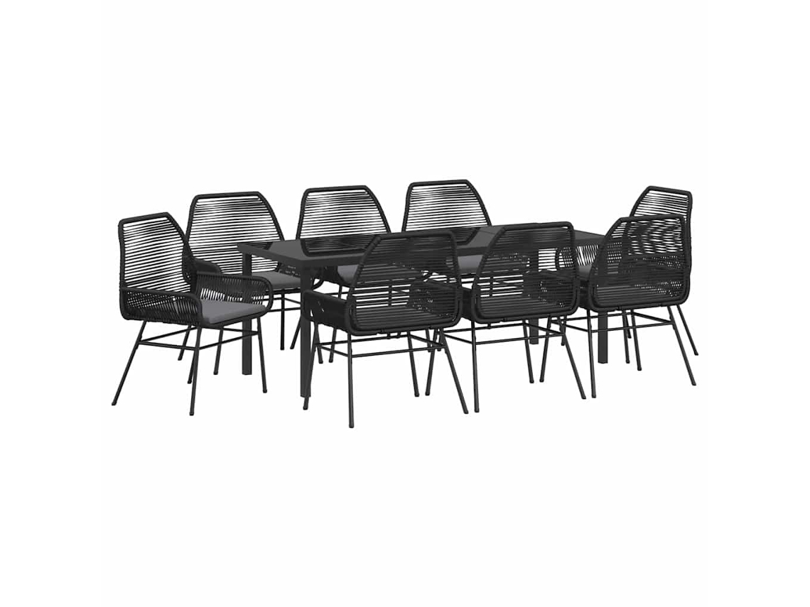 Maison Exclusive - Conjunto De Comedor De Jardín 9 Pcs Negro Ratán Sintético