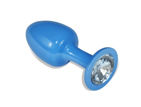 Plug Anal de Metal Azul Rosebud Con Joya Transparente LOVETOY