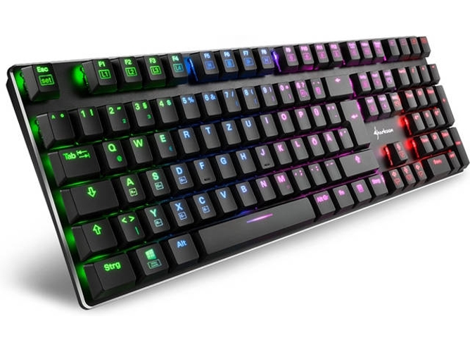 Teclado Gaming SHARKOON PureWriter RGB (Mecánico - Alemán - Negro)