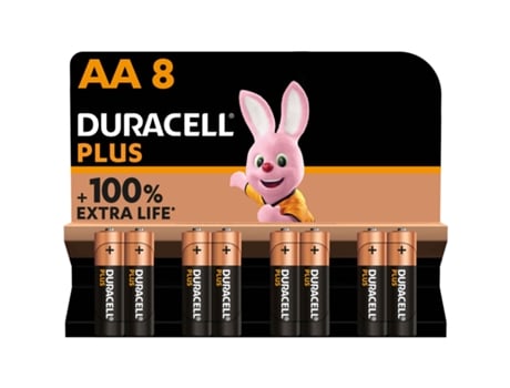 Pilas Alcalinas AA DURACELL Plus 1.5V LR6 MN1500 Paquete con 8