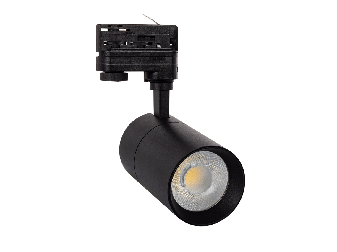 Foco Carril LED Trifásico 30W Regulable New Mallet Negro No Flicker UGR15