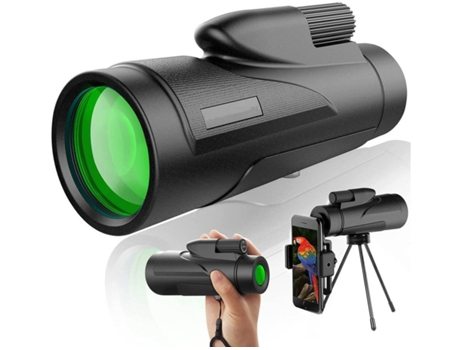 Monocular Impermeable 10-30X50 Hd Prisma Bak4 de Alta Potencia con Soporte para Smartphone y Trípode para Observación de Aves -Verde