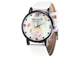 Reloj De Cuarzo Para Hombres Y Mujeres Con Correa De Cuero Pu Dial Clásico Casual Blanco