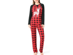 Pijama de manga larga con estampado de ciervos navideños para toda la familia de Rebe, con calcetines incluidos - Talla M para mujer